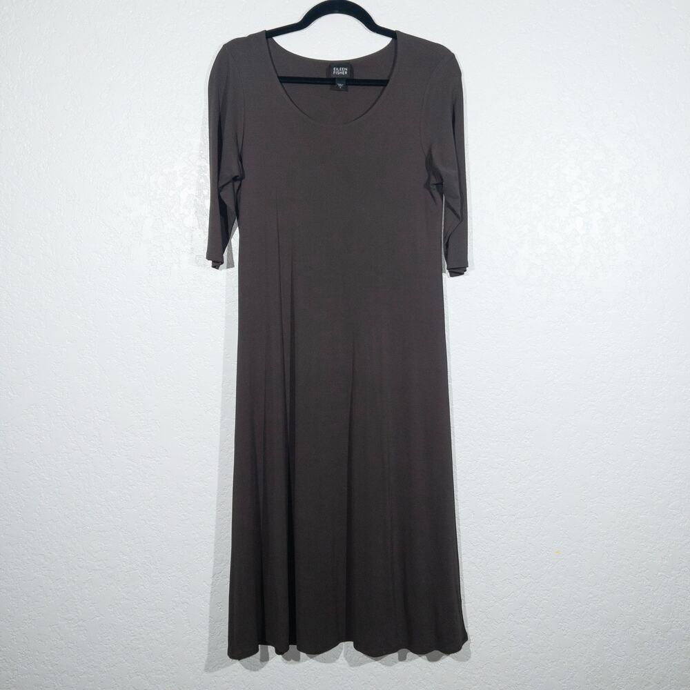 Eileen Fisher Gray Jersey Knit Midi Dress Size Small